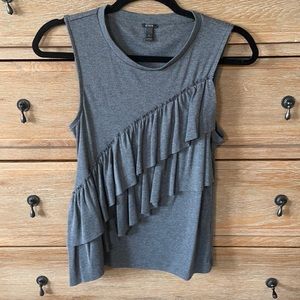 J. CREW Gray Ruffle Tank